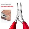 Stainless Steel 4-in-1 Nail Clippers Set for Thick Toenails and Fingernails - Long Handle, Nail File, Lifter, Dead Skin Fork - Elderly Gift - Red view 3