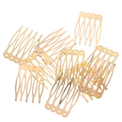 10 Pack Vintage Metal Hair Combs 5/10 Teeth DIY Wedding Bridal Hair Accessories Chinese Sliver Golden Bronze - Multipurpose Hair Clip for Thick Hair & Thin - 2.7cm 5 Teeth, Gold