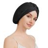 100% Mulberry Silk Bonnet for Sleeping Women, 22 Momme Grade-6A Double Layer Silk Hair Wrap With Elastic Band Stay On Head All Night(1PCS,Black) view 1