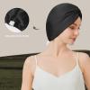 100% Mulberry Silk Bonnet for Sleeping Women, 22 Momme Grade-6A Double Layer Silk Hair Wrap With Elastic Band Stay On Head All Night(1PCS,Black) view 4