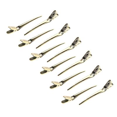 12Pcs Duckbill Hair Sectioning Clips Salon Hairdressing Styling Clamp - Strong Spring Hold, Precision Styling, Professional Grade - Stainless Steel Clips for - 8.5cm, Gold