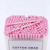 200pcs Double Head Cotton Swabs with Wooden Handle for Makeup and Cosmetics Removal, 100% Pure Cotton, 3.15 inch Long - Pink view 2