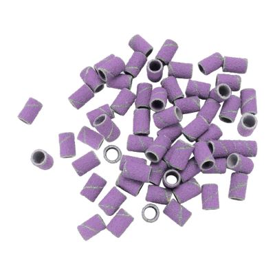 100Pcs Sanding Bands Nail Drill Bit Set - Professional Coarse Fine Grit Polish Removal Manicure Tool - 80 120 180 Mesh File Art Count - Acrylic r Cuticle Ca - 120 Purple