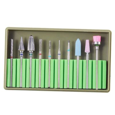 10pcs Electric Nail Drill Bits Set with Tungsten Steel, Ceramic and Emery Material for Acrylic Nails - Manicure Pedicure Polishing, Cuticle Dead Skin Removal - - BH-05