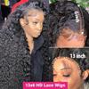 13x6 Deep Wave Lace Front Wigs Human Hair 200% Density HD Lace Front Wigs Pre Plucked Natural Color Deep Curly Lace Front Human Hair Wig for Women 28inch view 3