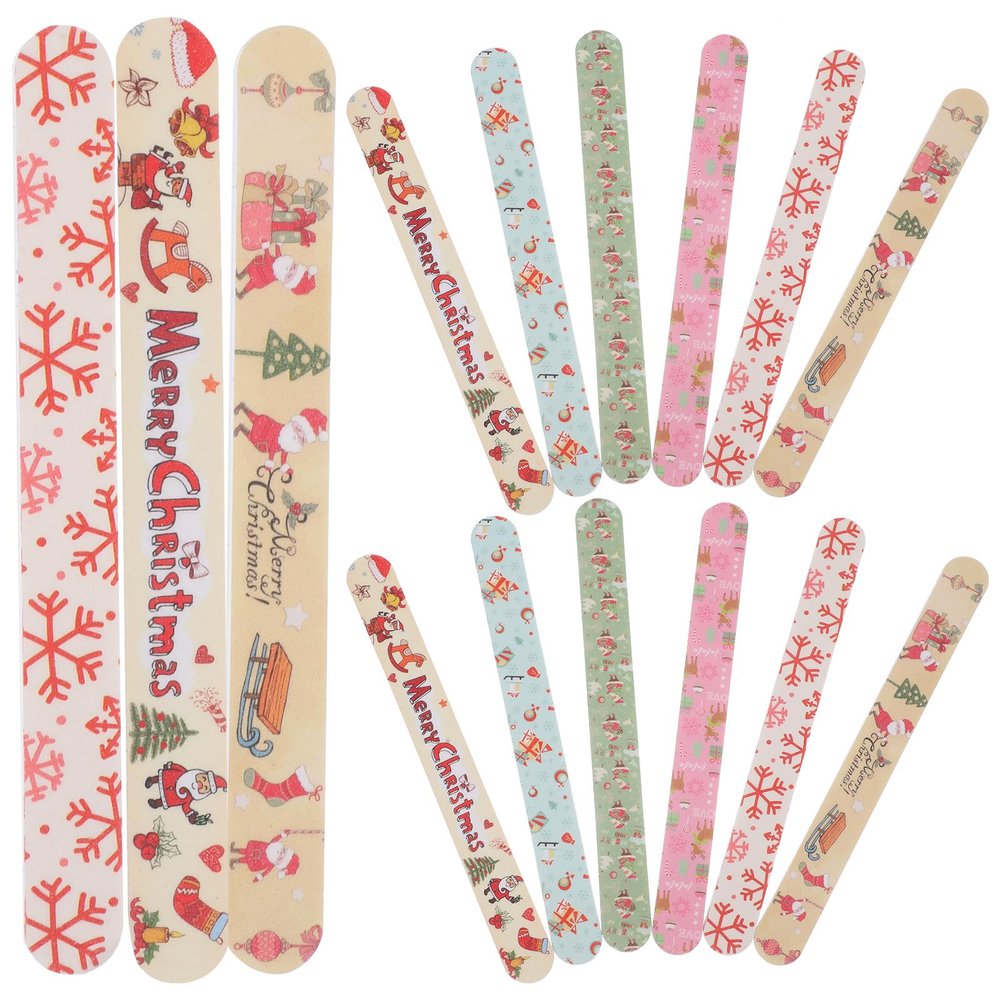 24Pcs Christmas Nail Files: Holiday Emery Boards EVA Double-Sided Christmas Party Nail Files Bulk Stocking Stuffers for Home Salon Random Style (Random Style)