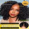 Sunber Curly V Part Human Hair Wigs Upgraded U Part Wigs for Women Glueless V Shape Wigs Afro Curly Wig No Leave Out No Gel No Lace V Shape Clip Beginner Ready to Go Wig Natural Black Color 26Inch view 2