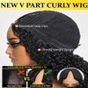 Sunber Curly V Part Human Hair Wigs Upgraded U Part Wigs for Women Glueless V Shape Wigs Afro Curly Wig No Leave Out No Gel No Lace V Shape Clip Beginner Ready to Go Wig Natural Black Color 26Inch view 3