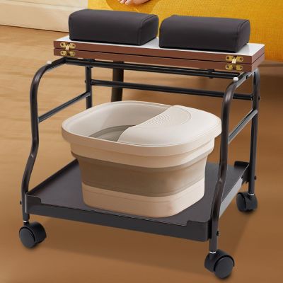 Pedicure Trolley Cart for Pedicure Manicure Beauty Salon Nail Foot Bath Spa,Portable Foot Trolley Storage Pedicure Cart for Hair Salons Home Bathrooms (Coffee)
