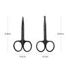 Small Scissors Beauty, 2 Stainless steel Scissors Black Eyebrow Scissors Nose Hair Scissors with Stainless Steel Straight and Rounded Tip for Facial Hair, Eyebrows, Beard, Ear view 2