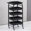FOGVG Beauty Salon Storage Trolley Cart,Carbon-Steel Hair Salon Station Cabinet with Drawers & Dryer Holder,Moving Barbershop Storage Cart,Salon Cart Furniture for Barber Beauty SPA,01 view 1
