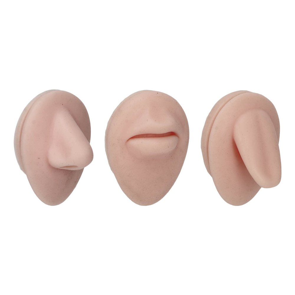 Silicone Body Parts, Fake Tongue Fake Body Parts Soft Silicone Flexible Model Body Part Displays Set Piercing Body Model 3D Simulation Mouth Tongue Nose Model for Piercing