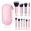 10 Pcs Travel Makeup Brush Set Pink Mini Makeup Brushes Travel Size With Pack Portable Small Eyeshadow Eye Lipstick Foundation Brush Shadow Contour Blush Concealer view 1