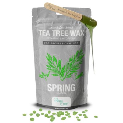 BrazCare Hard Wax Beads for Hair Removal - 2.2lbs - Premium Tea Tree Wax for Thin & Fine Hair - All Purpose from Face to Bikini Areas