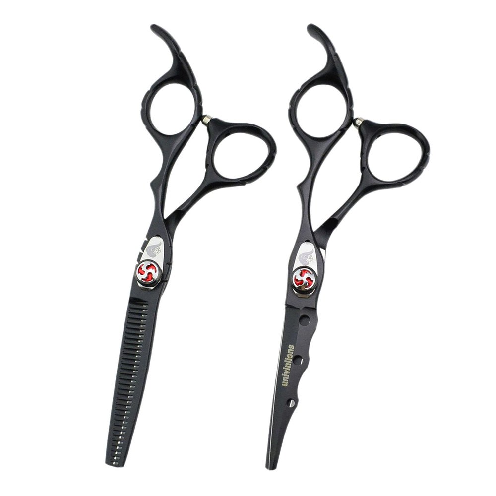 6" 6cr13 Alloy Hairdressing Scissors Black Red Green Purple White Hair Cutting Scissors Thinning Hair Razors Barber Hairdresser(Black)