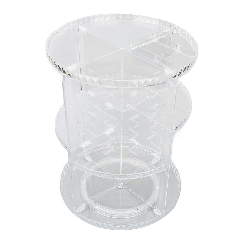 360 Degree Rotation Rotating Makeup Organizer Transparent Stable Base Cosmetic Storage Box for Lipstick Skincare