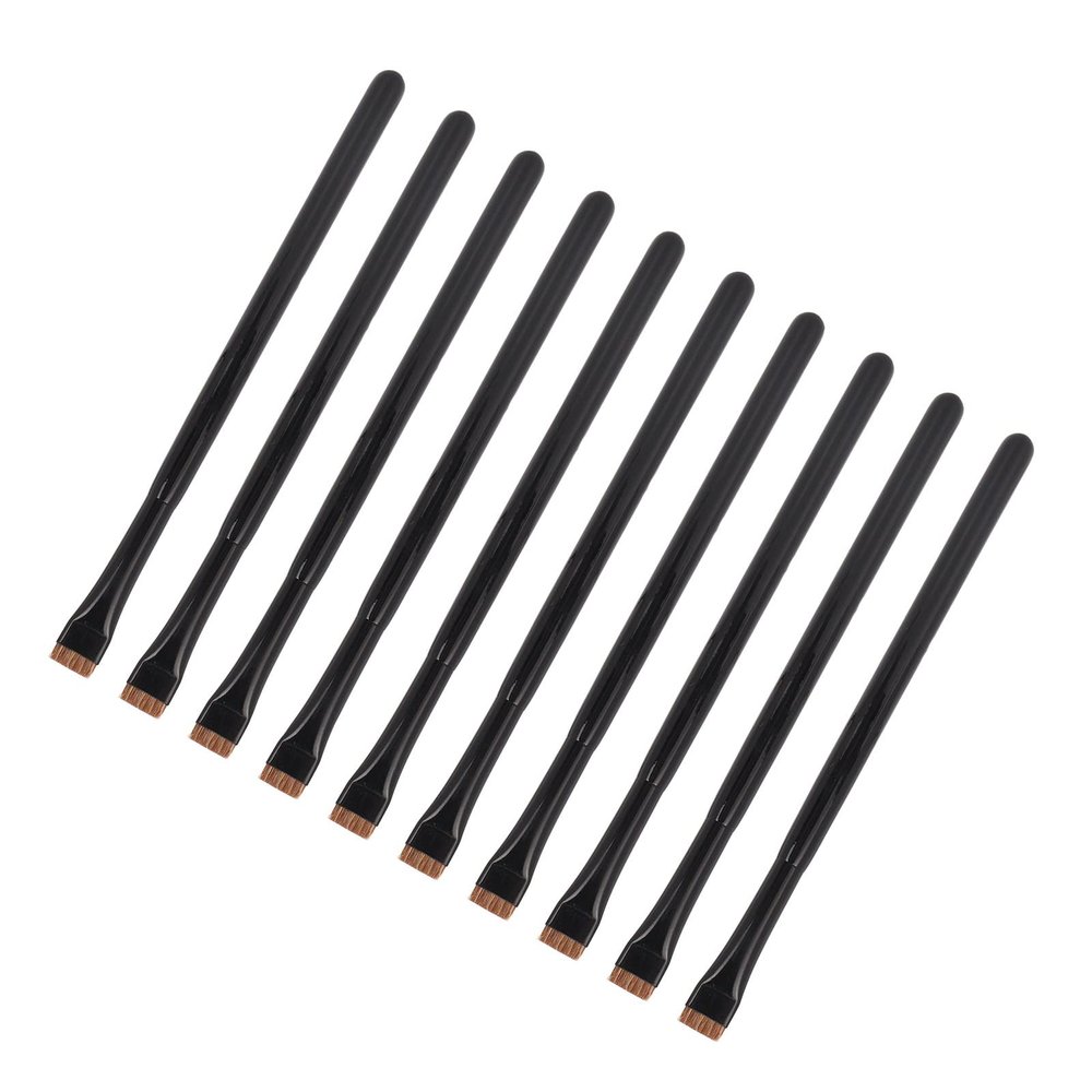 10pcs Flat Head Brush Professional Ultra Thin Soft Hair Brow Liner Brush Eye Makeup Tool