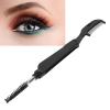 2 in 1 Eyelash Teeth Comb Stainless Steel Dual Heads Foldable Grooming Teeth Eyebrow Brush for Makeup Black view 4