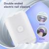 2 in 1 Electric Nail Clipper with Light Grinding Discs Type C Fast Charging Automatic Nail Cutter White view 2