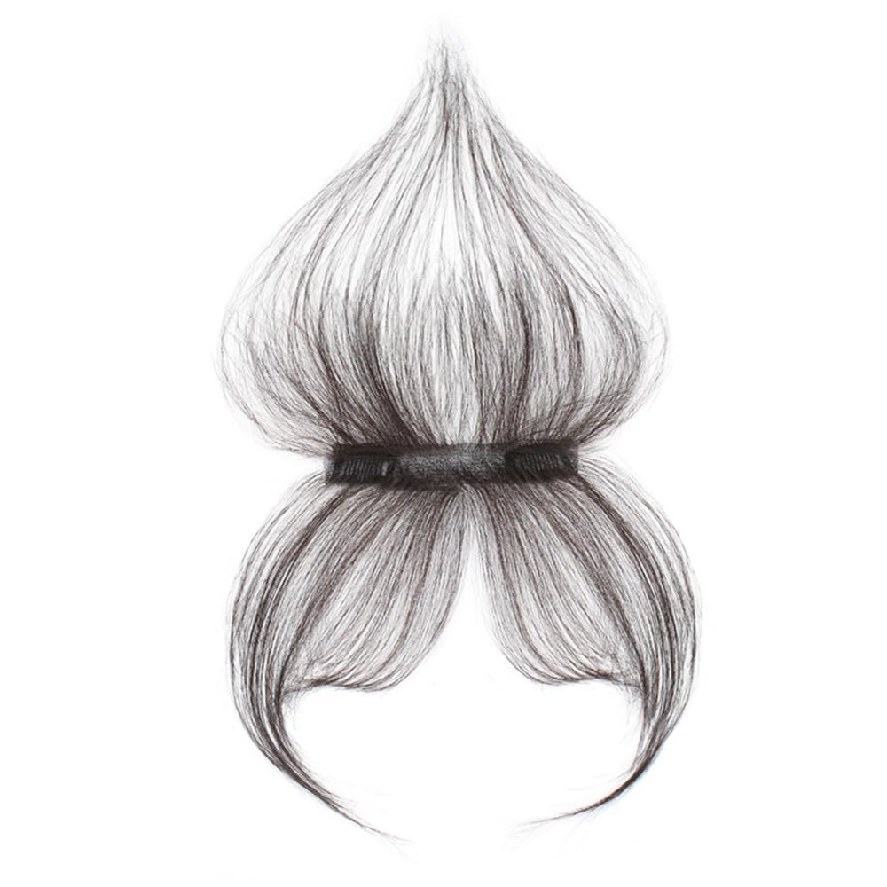 2x12cm Invisible Straight Topper 3D Air Bangs Clip In Hairpiece Human Hair Wiglet for Women's Thin Hair (Mocha)