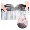 2x12cm Invisible Straight Topper 3D Air Bangs Clip In Hairpiece Human Hair Wiglet for Women's Thin Hair (Mocha) view 4