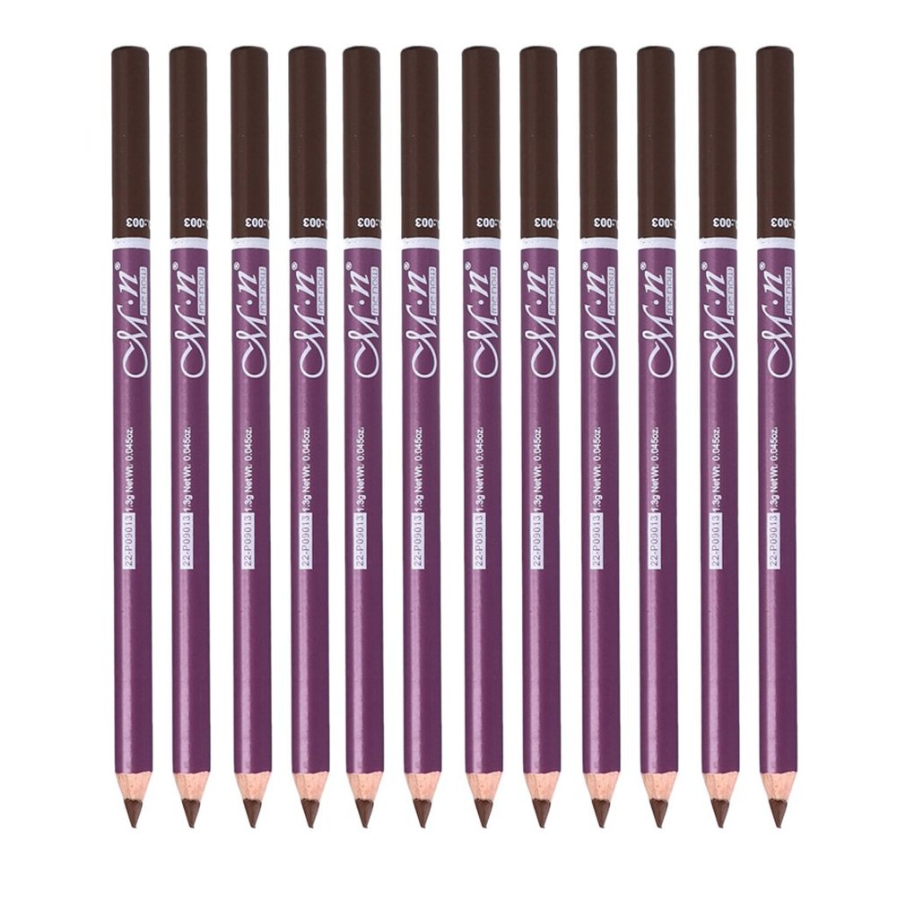 12-Piece Beauty Eyebrow Pencil Set with Brush for Perfect Makeup, & -Sweat, for Beginners, Black/Dark Brown/Brown, Trending Makeup Tool - Light Brown