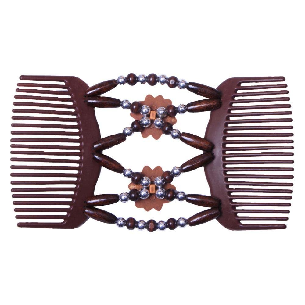 Beauty Bow Double Hair Combs Clips for Women, Stylish and Stretchy Hair Accessories - Great for Parties and Everyday Use - Light Brown