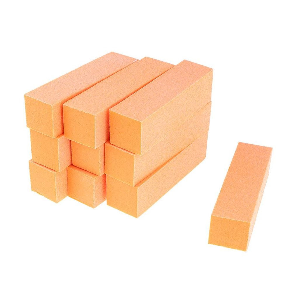 10 Pcs Professional Manicure Pedicure Buffer Buffing Tool Block Set - 4 Way Sanding Files for Nail Art, Gel Polish - Home & Salon Use - Orange