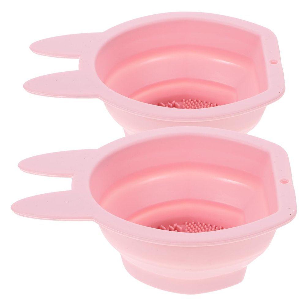Baluue 2pcs Silicone Shaped Makeup Brush Cleaner Bowl Design for Easy Storage Safe and Practical Cleaning Tool for Makeup Brushes and Sponges