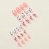 24Pcs Christmas Press on Nails Short Almond Fake Nails with Christmas Cute Elk Design Glossy False Nails Nude Pink Fake Nails Cute Nails Acrylic Nails Full Cover Glue on Nails Stick on Nails for Women view 3