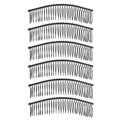 6 Pieces DIY Metal Hair Comb SideS Comb Pin Barrette Findings with 30 Teeth Bridal Hair Jewelry Accessories, Securely Hold Hair in Place, Embellish Wedding - Black