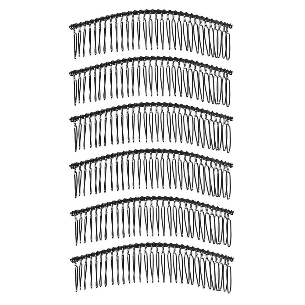 6 Pieces DIY Metal Hair Comb SideS Comb Pin Barrette Findings with 30 Teeth Bridal Hair Jewelry Accessories, Securely Hold Hair in Place, Embellish Wedding - Black