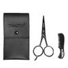 Stainless Steel Men Beard Scissors Mustache Grooming Set with Fine Tooth Comb & PU Leather Bag, for Home or Travel, & Easy to Clean, Perfect Beard Styling - Black view 3