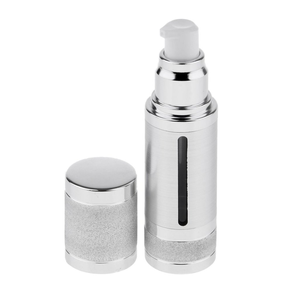 1oz Sterile Airless Pump Bottle - Refillable Cosmetic Container for Foundations and Serums - Minimizes Waste and Increases Shelf-life - weight and Shockproof - - Silver