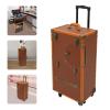 Lemoeyes Rolling Makeup Train Case 15" x 9.8" x 32.3" Travel Stylist Case Lockable Hairdressing Trolley Cosmetic Case for Clipper Trimmer Barber Station with Hair Dryer Holder (Coffee) view 4