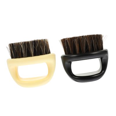 Ipetboom 2pcs Beard Cleaning Brush Practical Hair Styling Tool for Barber Shops Home Use Soft Bristles for Broken Hair Beard Grooming Black Beige