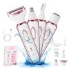 TeqHome Electric Razors for Women, 4 in 1 Women Portable Electric Grooming Set with 4 Removable Heads, Rechargeable Women Body Shaver and Facial Hair Remover, for Face Arms Legs Bikini Underarms view 1