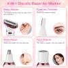 TeqHome Electric Razors for Women, 4 in 1 Women Portable Electric Grooming Set with 4 Removable Heads, Rechargeable Women Body Shaver and Facial Hair Remover, for Face Arms Legs Bikini Underarms view 2