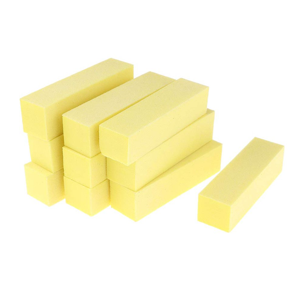 10 Pcs Professional Manicure Pedicure Buffer Buffing Tool Block Set - 4 Way Sanding Files for Nail Art, Gel Polish - Home & Salon Use - Yellow