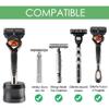 Keuyeo Safety Razor Stand, Aluminum Alloy Men's Shaving Stand for Bathroom Countertops Men's Metal Manual Beard Shaver Holder view 3