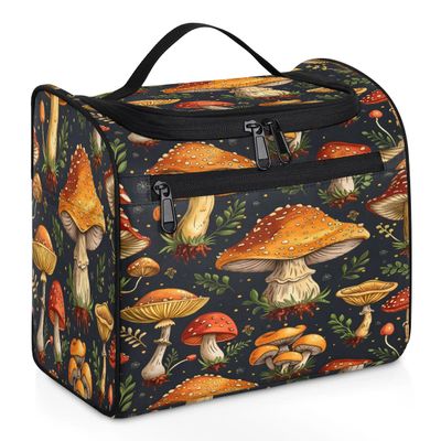 Shoblo Portable Makeup Bag Cosmetic Bags for Women Fresh Mushrooms Cute Waterproof Hanging Toiletry Bag Organizer cosmetics Bags