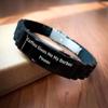 Barber Power Gift for Him, Coffee Fuels My Barber Spirit, Glide lock Clasp Adjustable Black Stainless Steel Silicone Men's Birthday Present view 2