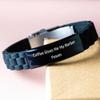 Barber Power Gift for Him, Coffee Fuels My Barber Spirit, Glide lock Clasp Adjustable Black Stainless Steel Silicone Men's Birthday Present view 3