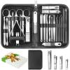 26-Piece Professional Manicure and Pedicure Kit, Nail Clippers Set, Stainless Steel Nail Care Tools with Travel Case, Silver White view 1