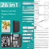 26-Piece Professional Manicure and Pedicure Kit, Nail Clippers Set, Stainless Steel Nail Care Tools with Travel Case, Silver White view 2