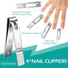 26-Piece Professional Manicure and Pedicure Kit, Nail Clippers Set, Stainless Steel Nail Care Tools with Travel Case, Silver White view 3
