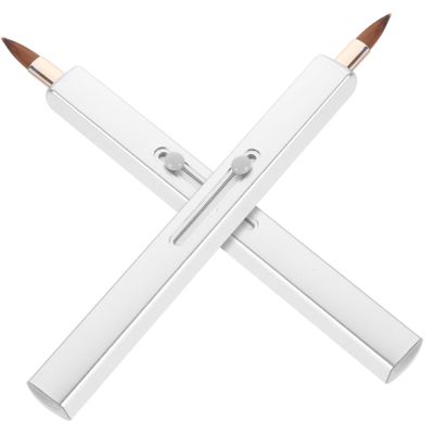 Baluue 2pcs Retractable Lip Brush Portable Lipstick Applicator for Precise Lip Makeup Includes Protective Cap for Women Cosmetic Bags