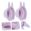 Baluue 2pcs Silicone Bunny-shaped Makeup Brush Cleaner Bowls Hanging Design for Easy Storage and Practical for Cleaning Makeup Sponges and Brushes Cute and Decorative view 2