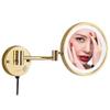 EYPVCLST Bathroom Makeup Mirrors Wall Mounted Vanity Single Sided Brass Lighted Magnifying Shaving Folding with Switch Plug(Gold,10X) view 1
