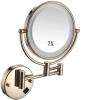 EYPVCLST Makeup Mirror Wall Mounted with 7X Magnification Round Makeup Mirror 360 Rotation Double-Sided Mirror USB Rechargeable(Gold) view 1